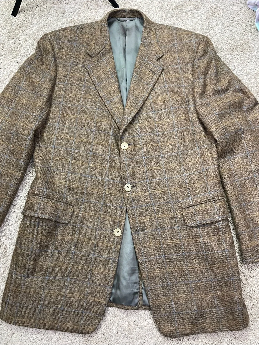 Hickey Freeman Brown Plaid Wool Sport Coat
